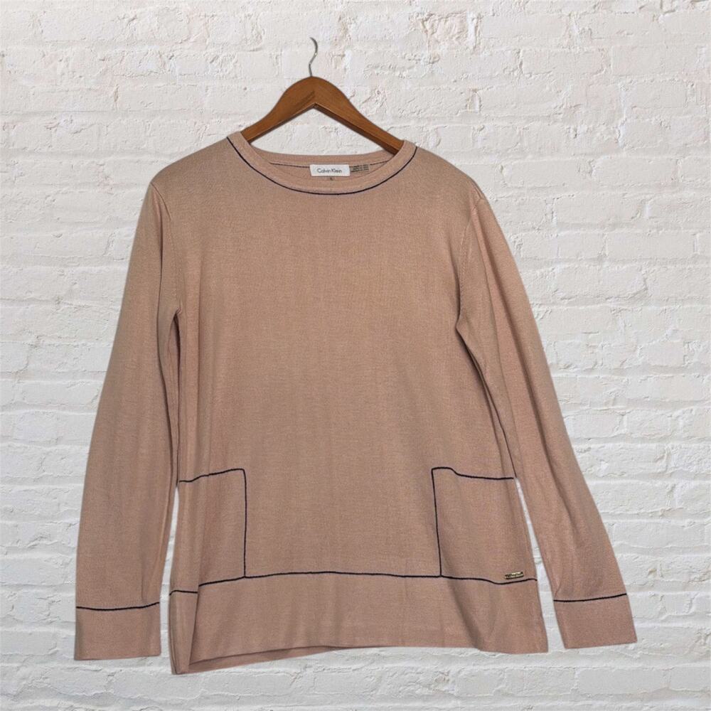 Calvin Klein‎ Blush Pink Sweater Women Medium Long Sleeve Knit Top